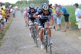 Cancellara kept Andy Schleck in the front group on the cobbles. Photo: Yuzuru Sunada