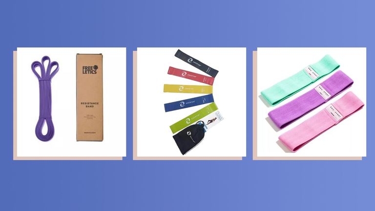 Three of the best resistance bands on purple background