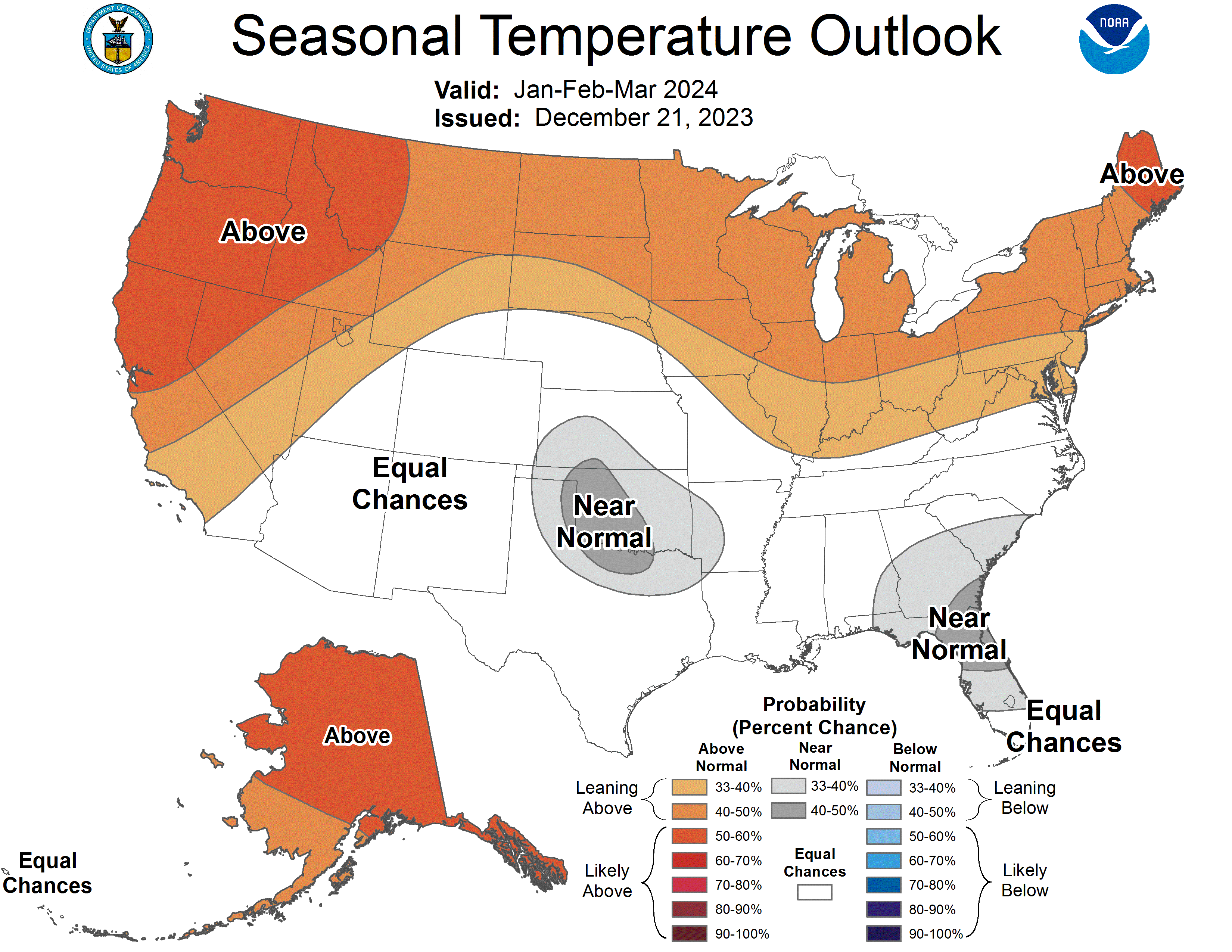 NOAA temperature forecast