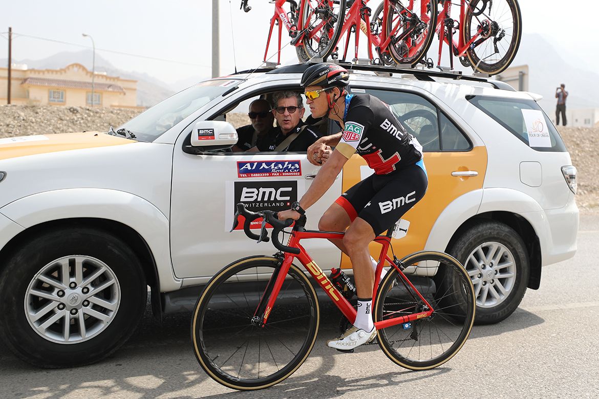 Greg van Avermaet (BMC) takes some ice from the team car