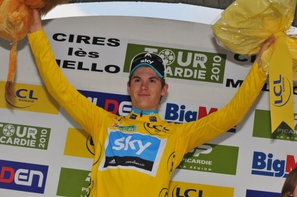 Ben Swift (Team Sky) assumed the race lead from Kenny van Hummel (Skil-Shimano)