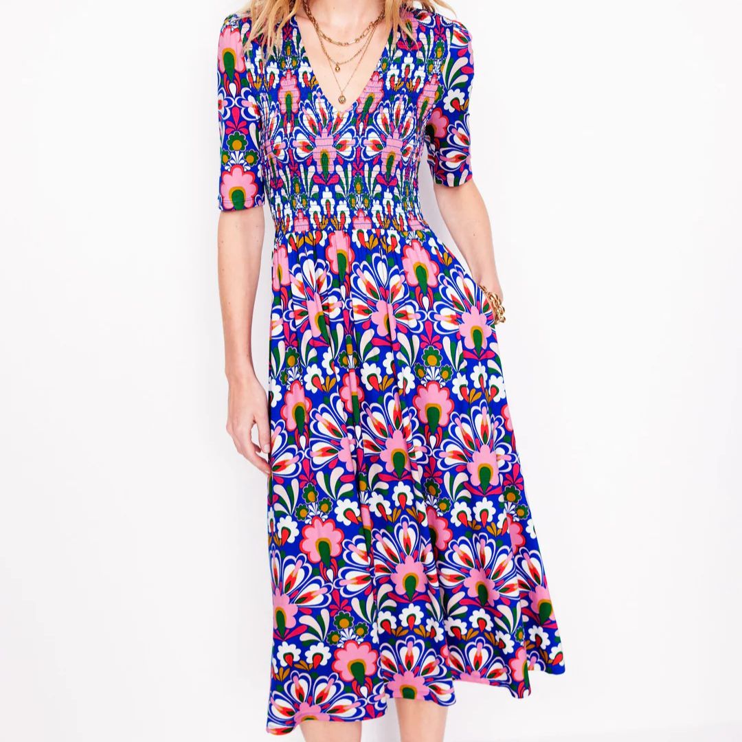 Boden Bethany Smocked Midi Dress