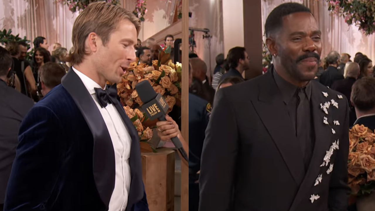 Glen Powell and Colman Domingo on Golden Globes red carpet