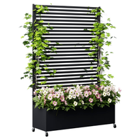 Metal Planter Box with Trellis Privacy Screen