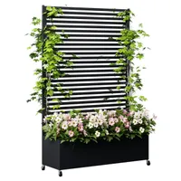 Metal Planter Box with Trellis Privacy Screen