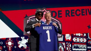 Malik Nabers and Roger Goddell at the 2024 NFL Draft