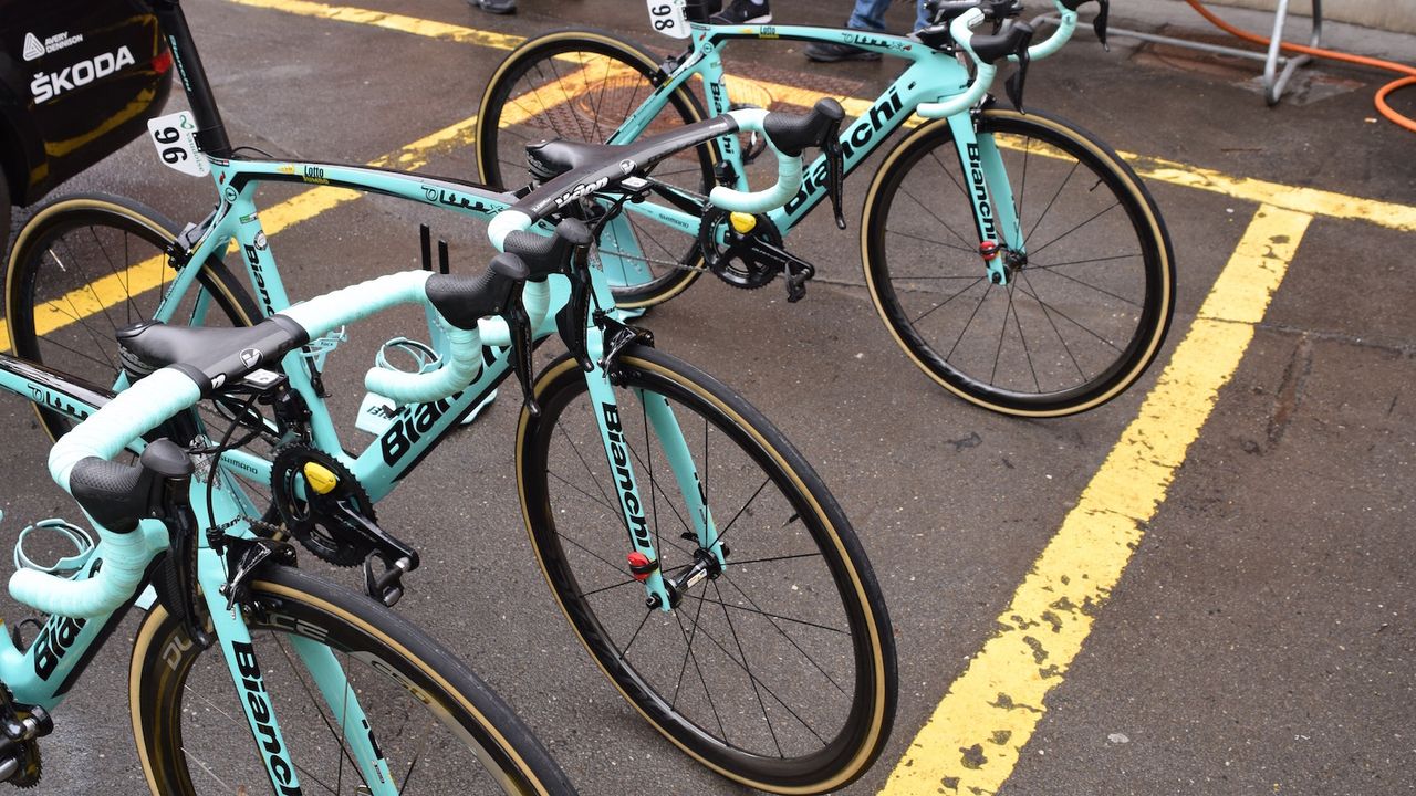 Robert Gesink and Primoz Roglic were the only Lotto-JumboNL riders to be equipped with Shimano Dura-Ace 9100 wheels