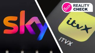 A Sky logo next to an ITVX logo on a phone