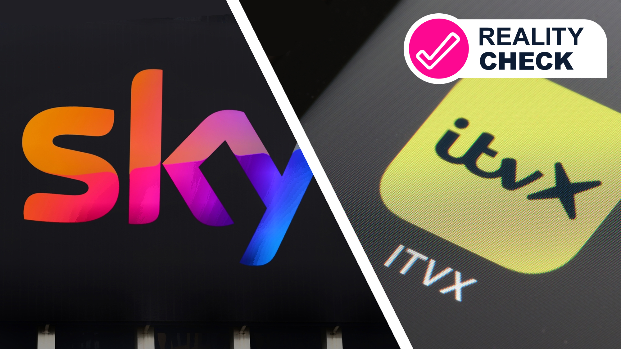 A Sky logo next to an ITVX logo on a phone