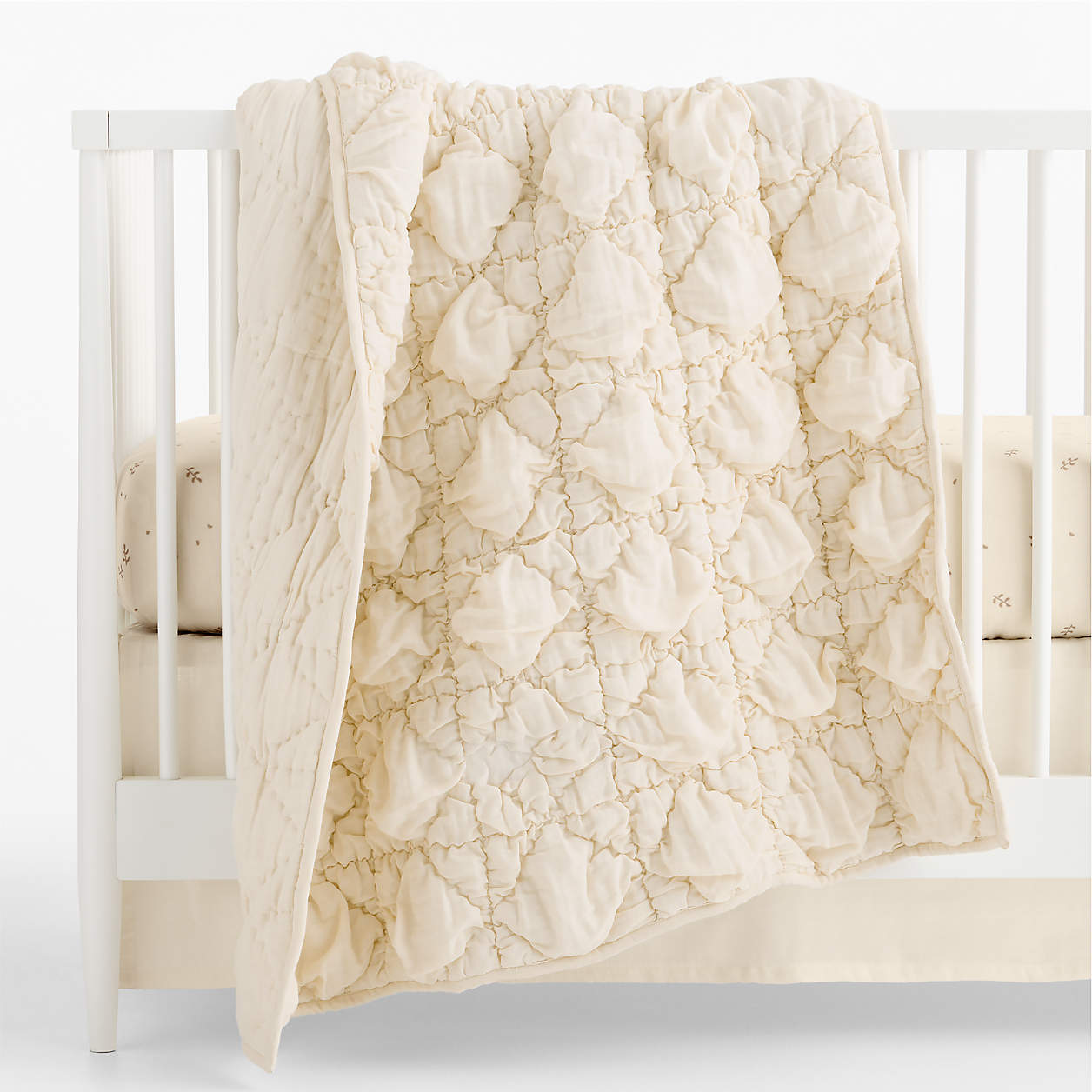 Crate &amp;amp; Kids, Supersoft Snuggle Puff Undyed 100% Organic Cotton Gauze Baby Crib Quilt
