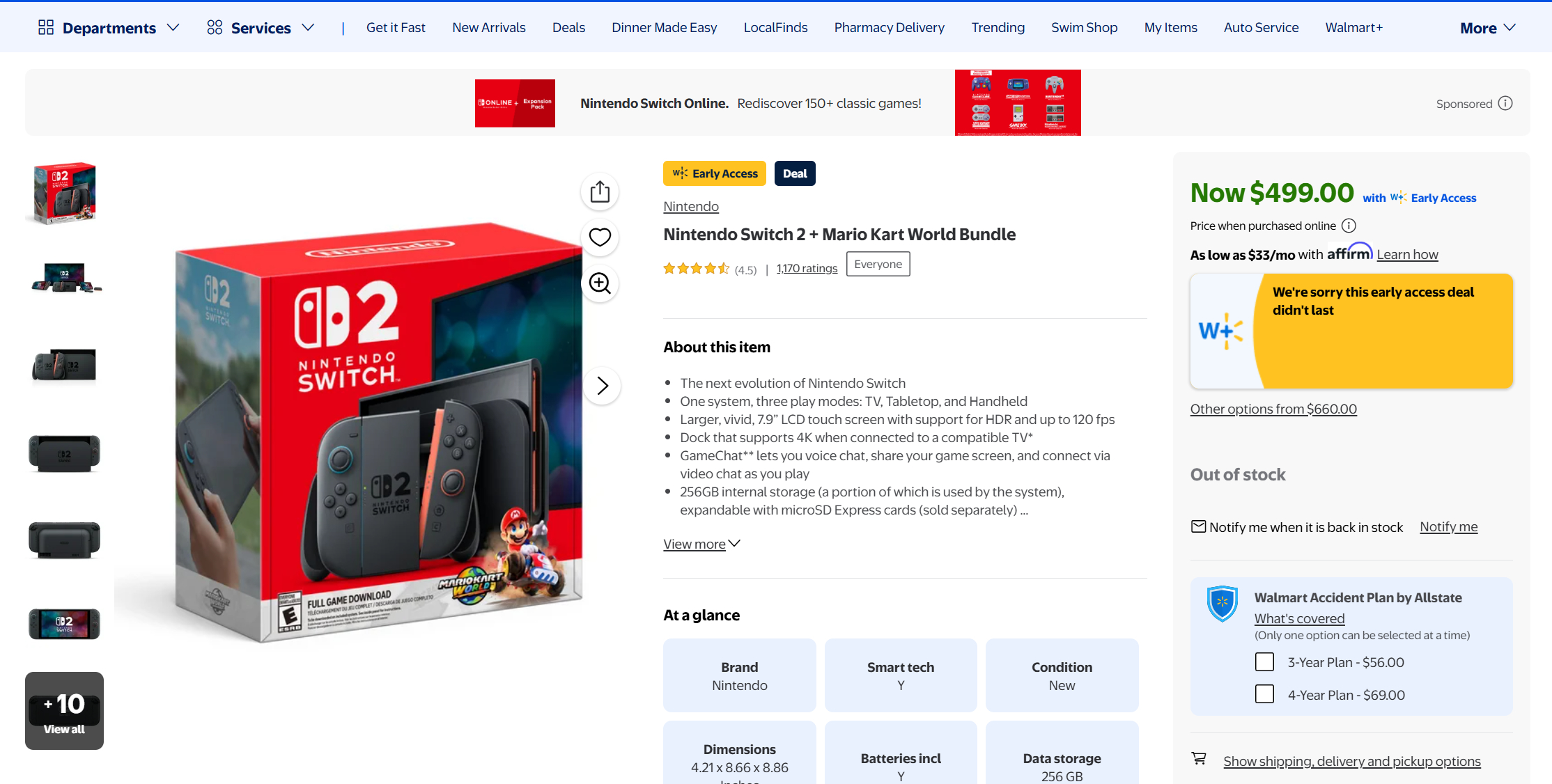 Nintendo Switch 2 Bundle at Walmart sold out