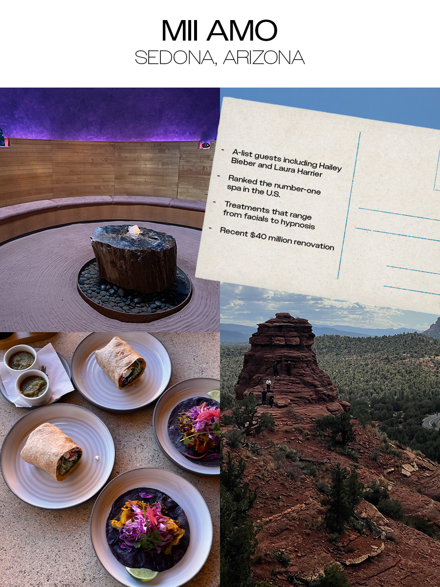 Editor collage highlighting the wellness spa and resort Mii Amo.
