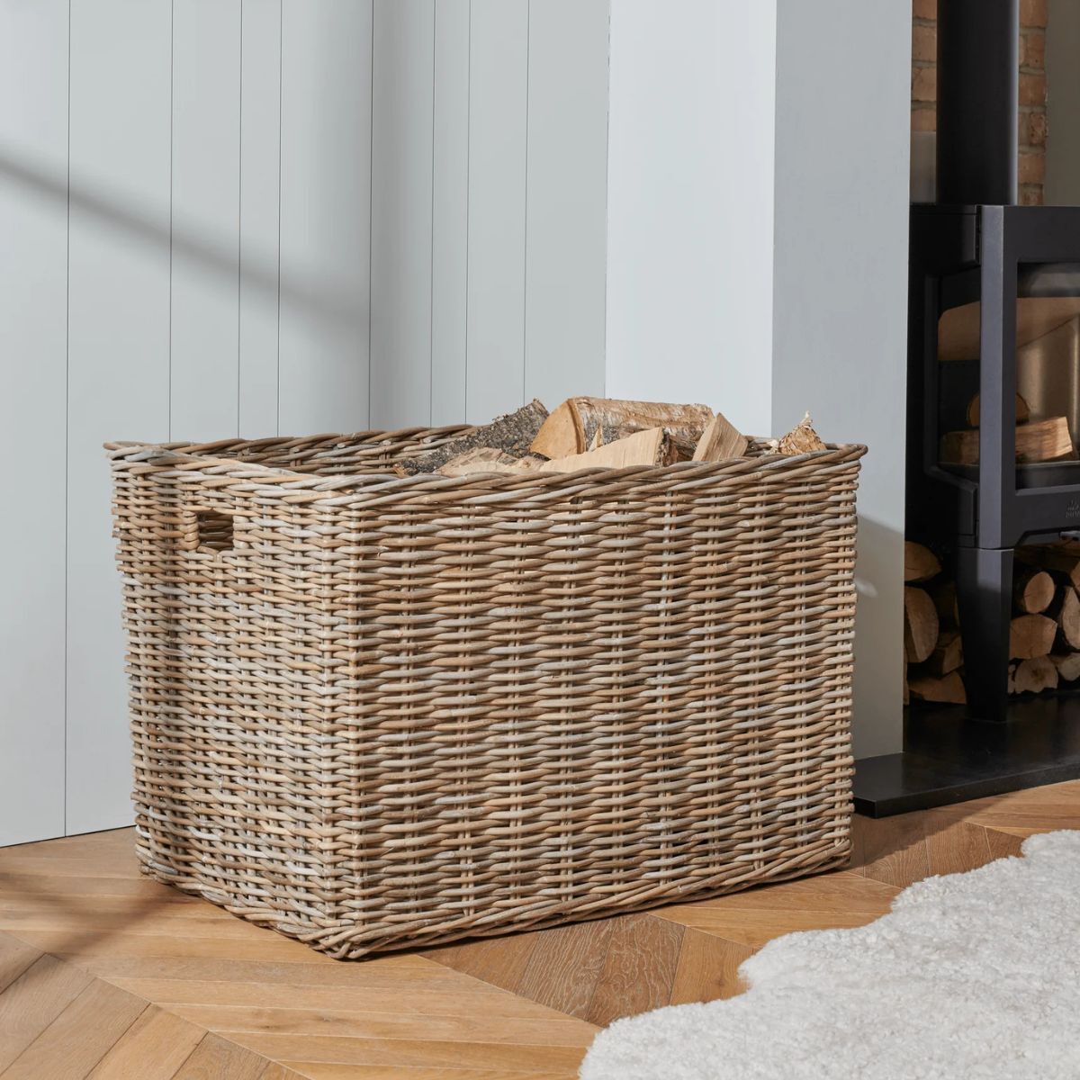 rattan log basket