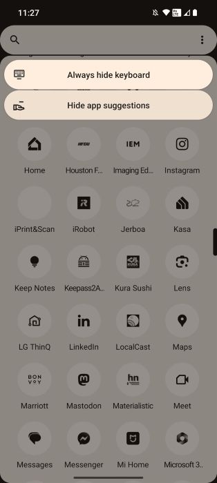 Nothing OS 2.0 app drawer options