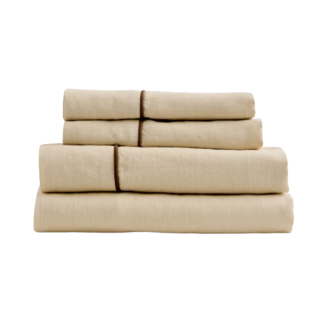 European Linen Piped Sheet Set