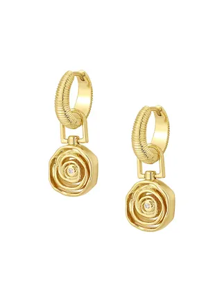 14k Gold-Plated Rosette Coil Drop Earrings