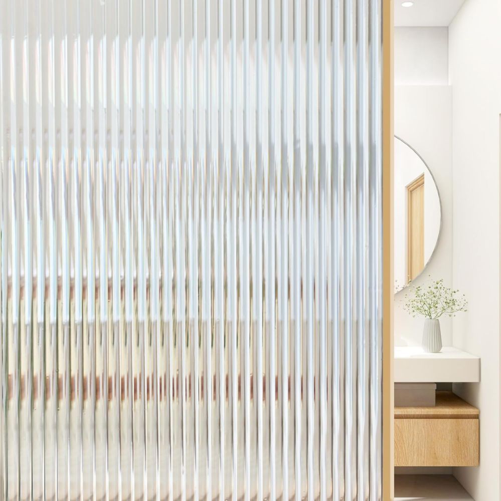 Frosted Reeded Glass Cling Window Privacy Film