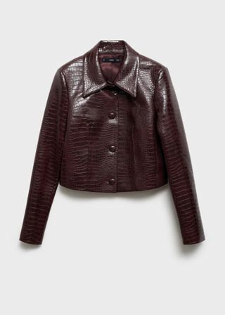 MANGO Crocodrile-Effect Cropped Jacket