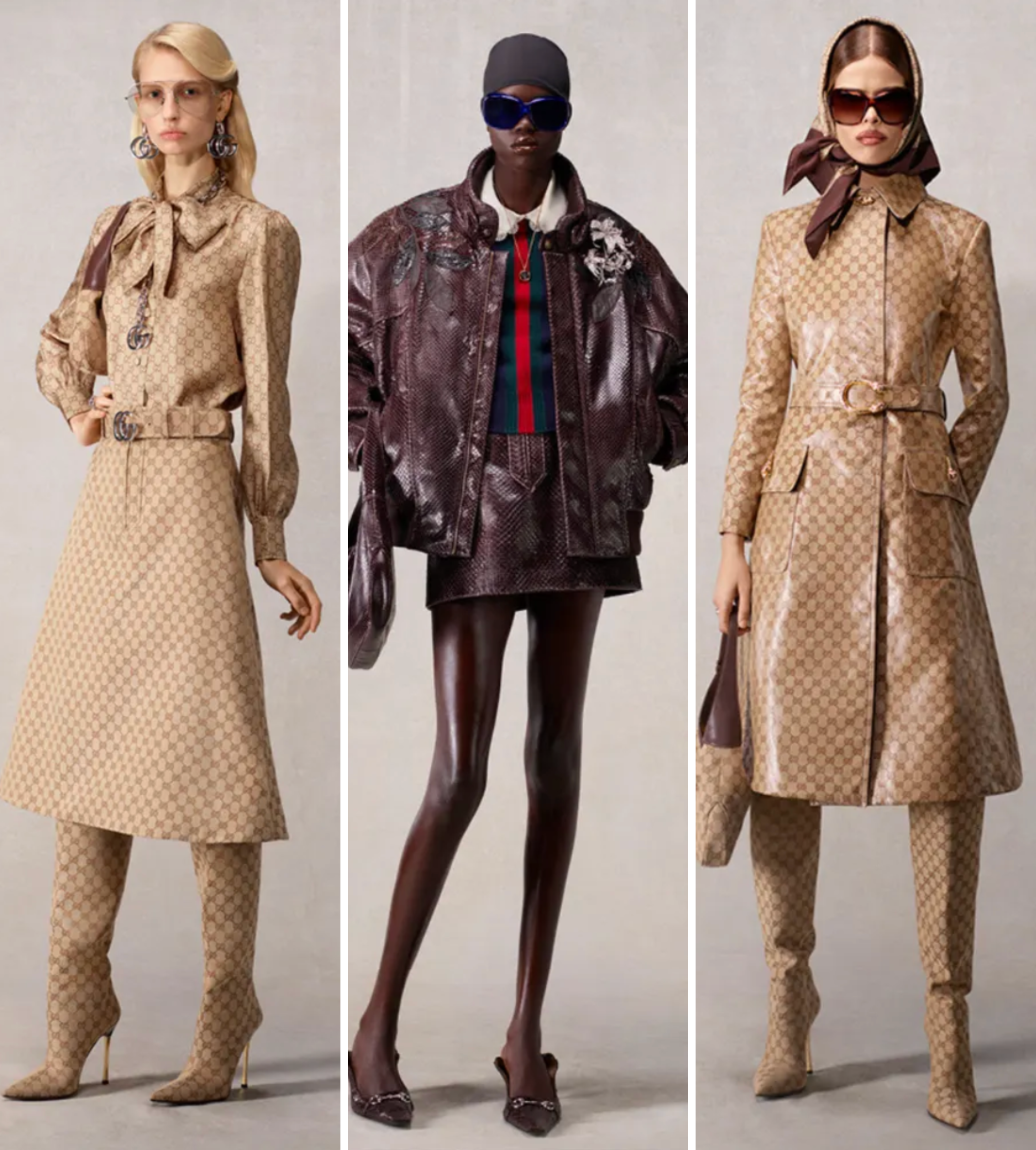 three models wearing Gucci spring/summer 26 collection