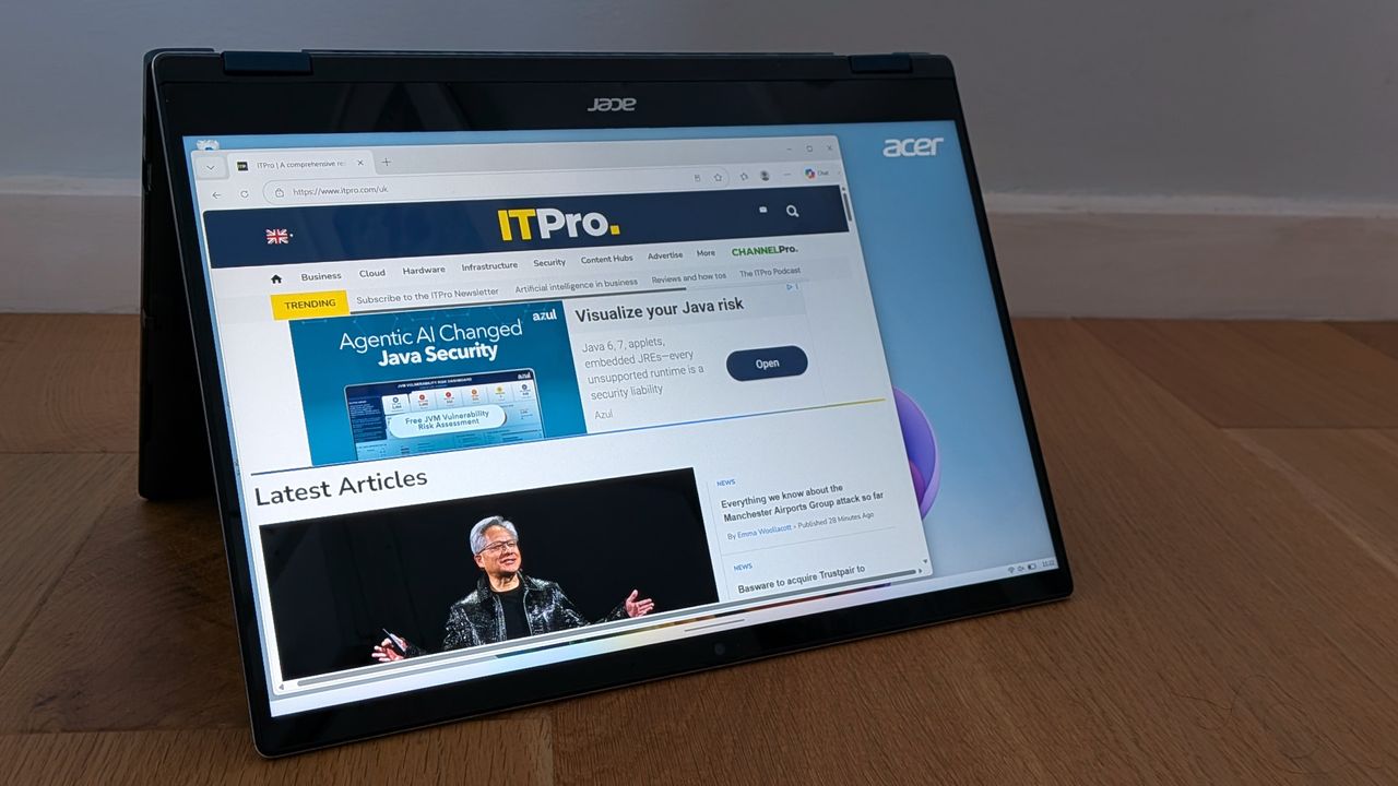 The Acer Swift Spin 14 AI on a desk
