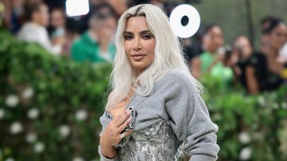 Kim Kardashian at the Met Gala in silver dress