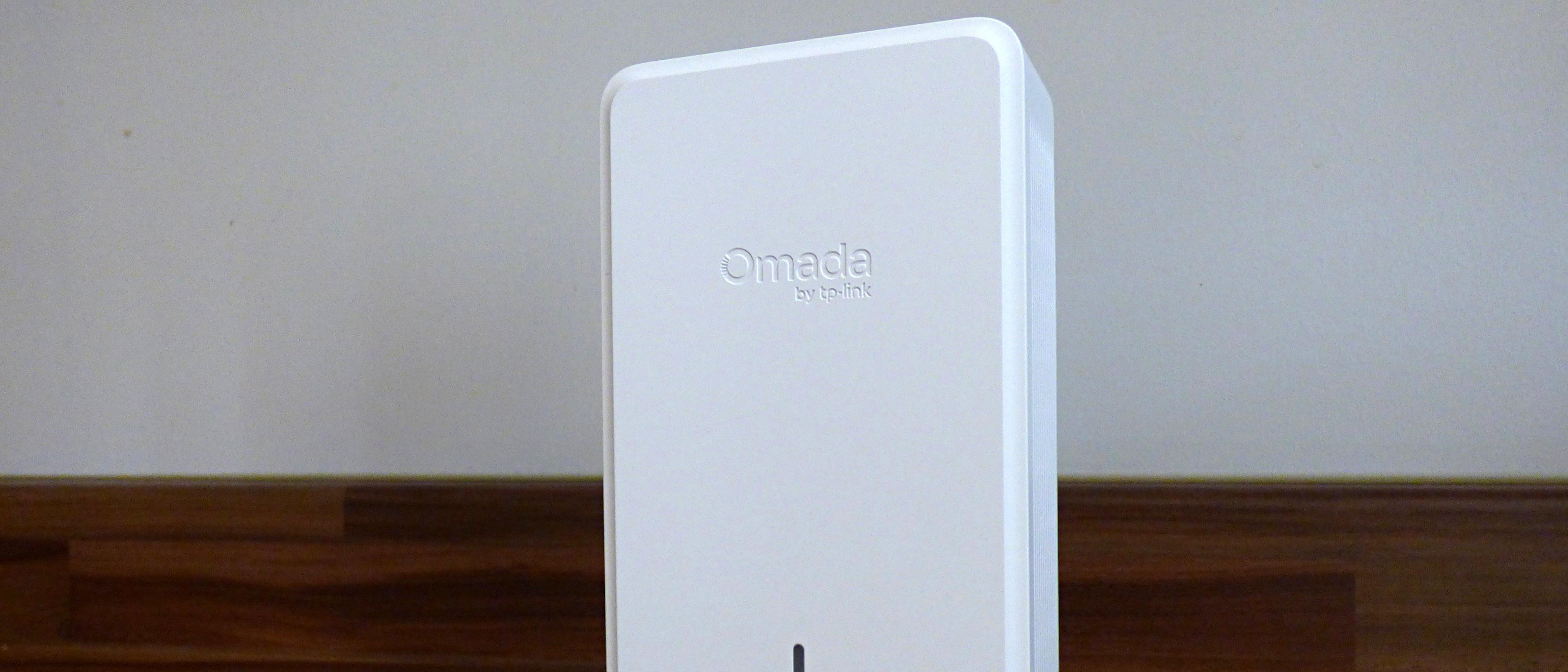 The TP-Link Omada EAP775 Wall 4 on a desk