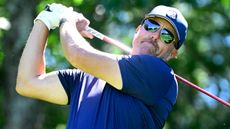Phil Mickelson takes a tee shot during the 2022 LIV Golf Boston tournament