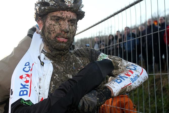 Marcel Miesen will have some mud stains to get out of his kit after the race in Baal