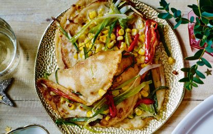 Sweet corn and spring onion pancakes