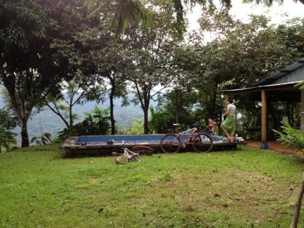 Cleaning up at a random cabin after pre-riding the Carara National Park section of Day 1