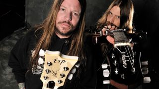 Mark Morton (R) and Willie Adler of American heavy metal group Lamb of God, taken on February 12, 2009 in Bristol.