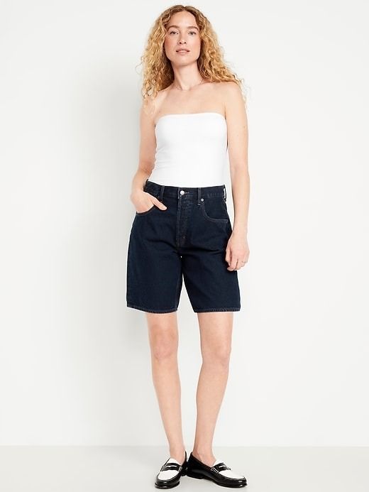 Old Navy Mid-Rise Baggy Jean Bermuda Shorts