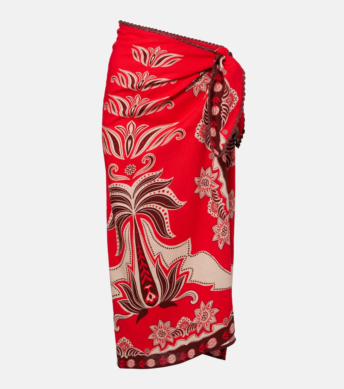 Ainika Garden Linen-Blend Beach Cover-Up in Red - Farm Rio
