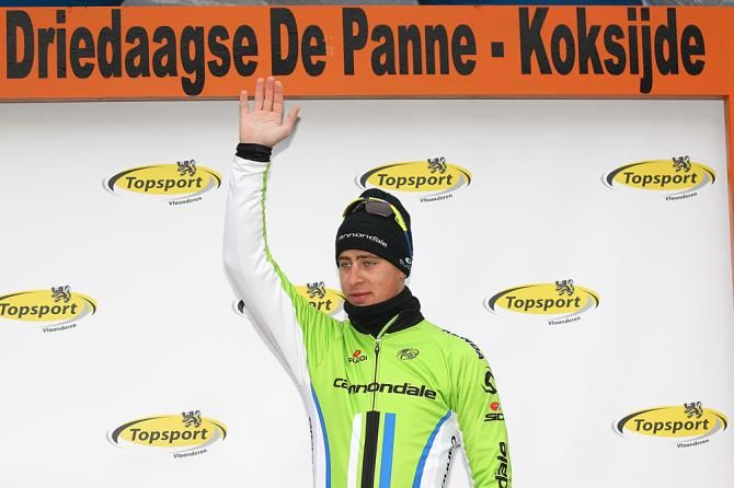 Peter Sagan (Cannondale) on the podium after stage 1 of the 2013 Three Days of De Panne