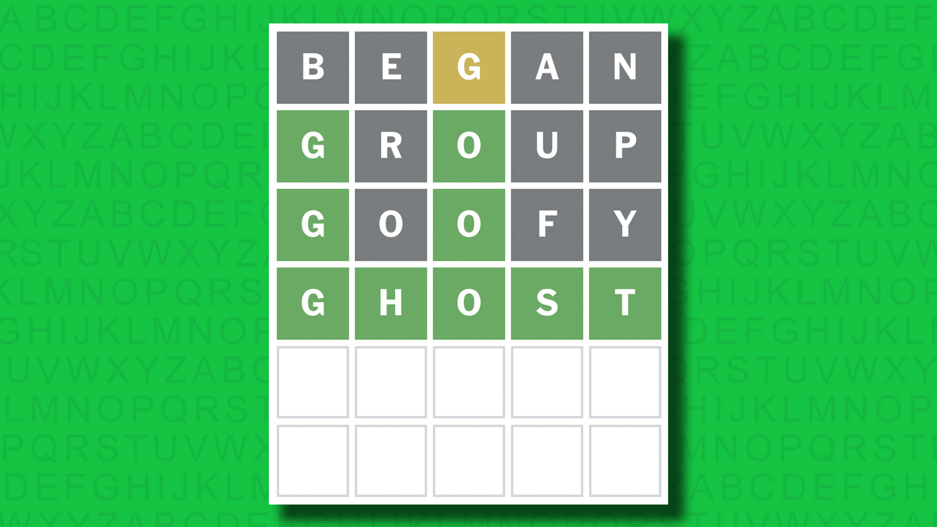 NYT Wordle answer for game 1456 on a green background