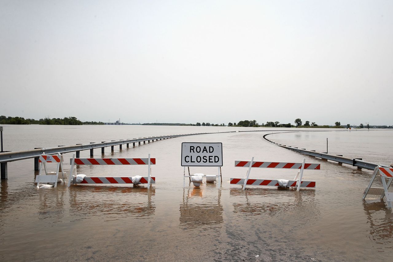 A flooded road