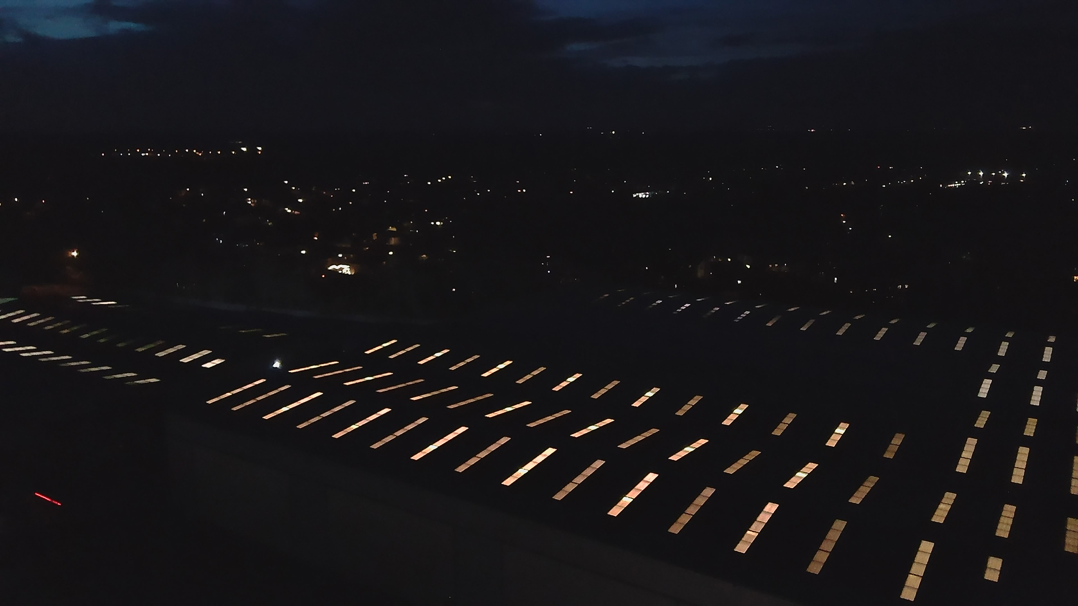 Photo of an industrial estate at night taken with a V-Copter Falcon Mini