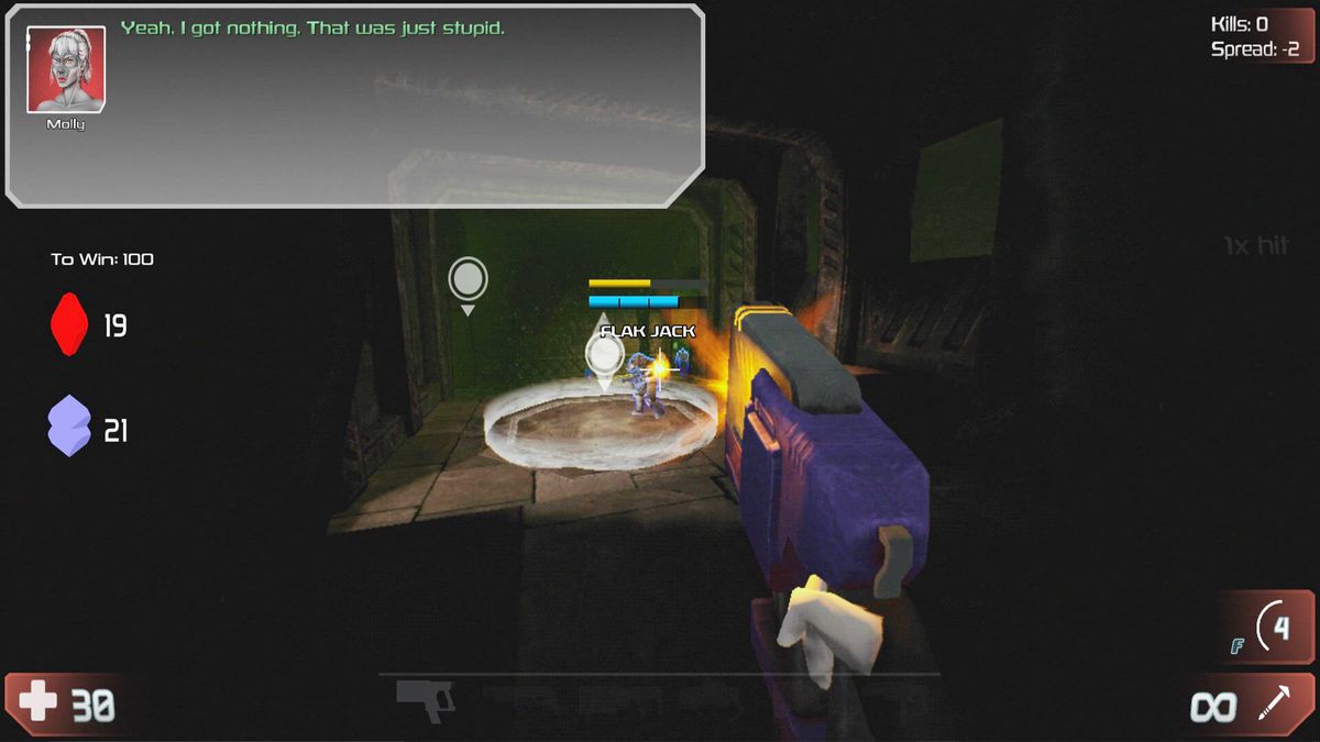 first person view firing at enemies in hallway