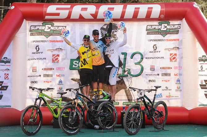 Men's podium at EWS - Punta Ala