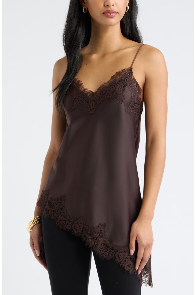 Asymmetrical Lace Satin Tank