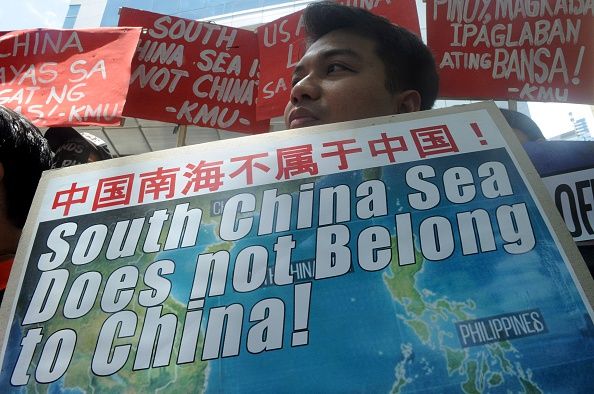 A Filipino protestor outside the Chinese Consulate in Manila