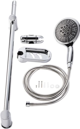 shower hose with soap holder and riser rail