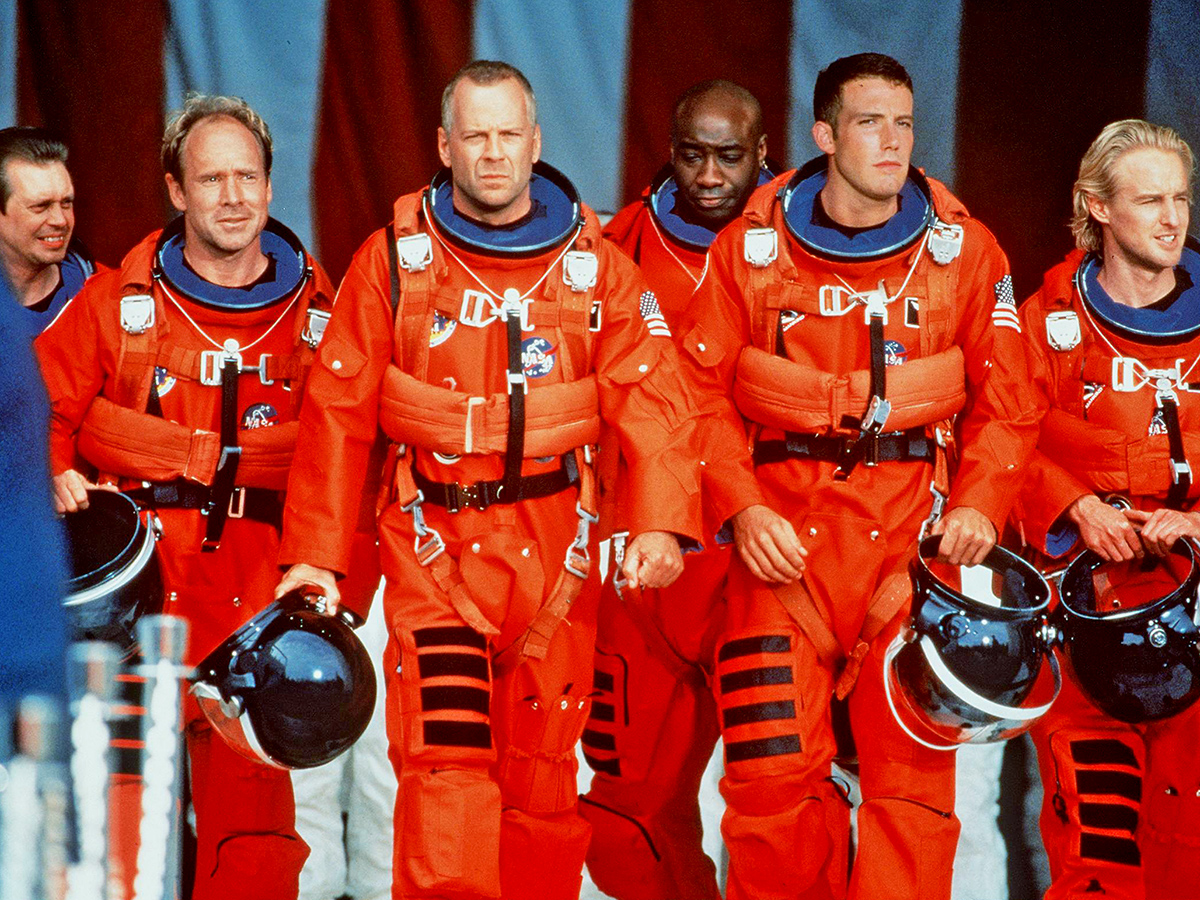 A crew of unlikely heroes are called on to save the Earth from an asteroid in Armageddon (1998).