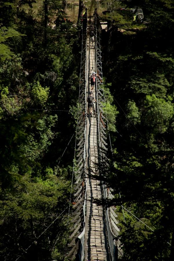 A narrow footbridge crossing