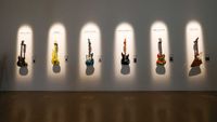 Guitars from the Jim Irsay Collection on show at Christie's auction house in Los Angeles