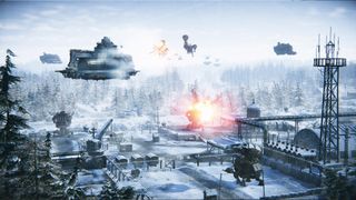 American airships battle mechs in the Iron Harvest DLC Operation Eagle