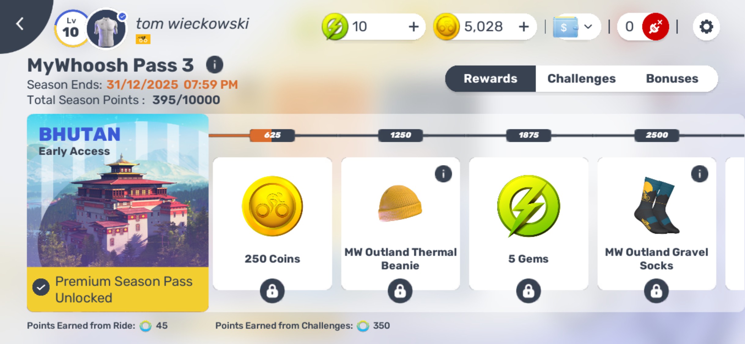 A MyWhoosh app screenshot