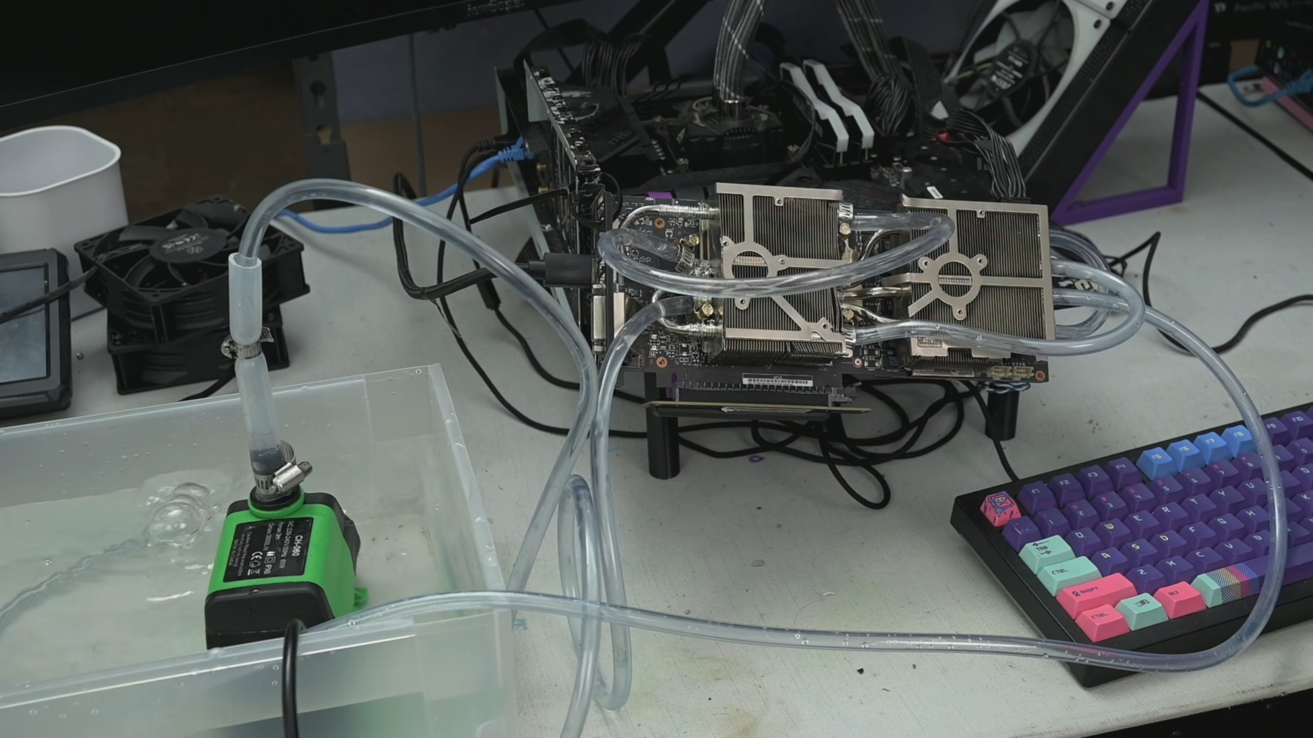 Modded RTX 2060 with water running through its heatpipes