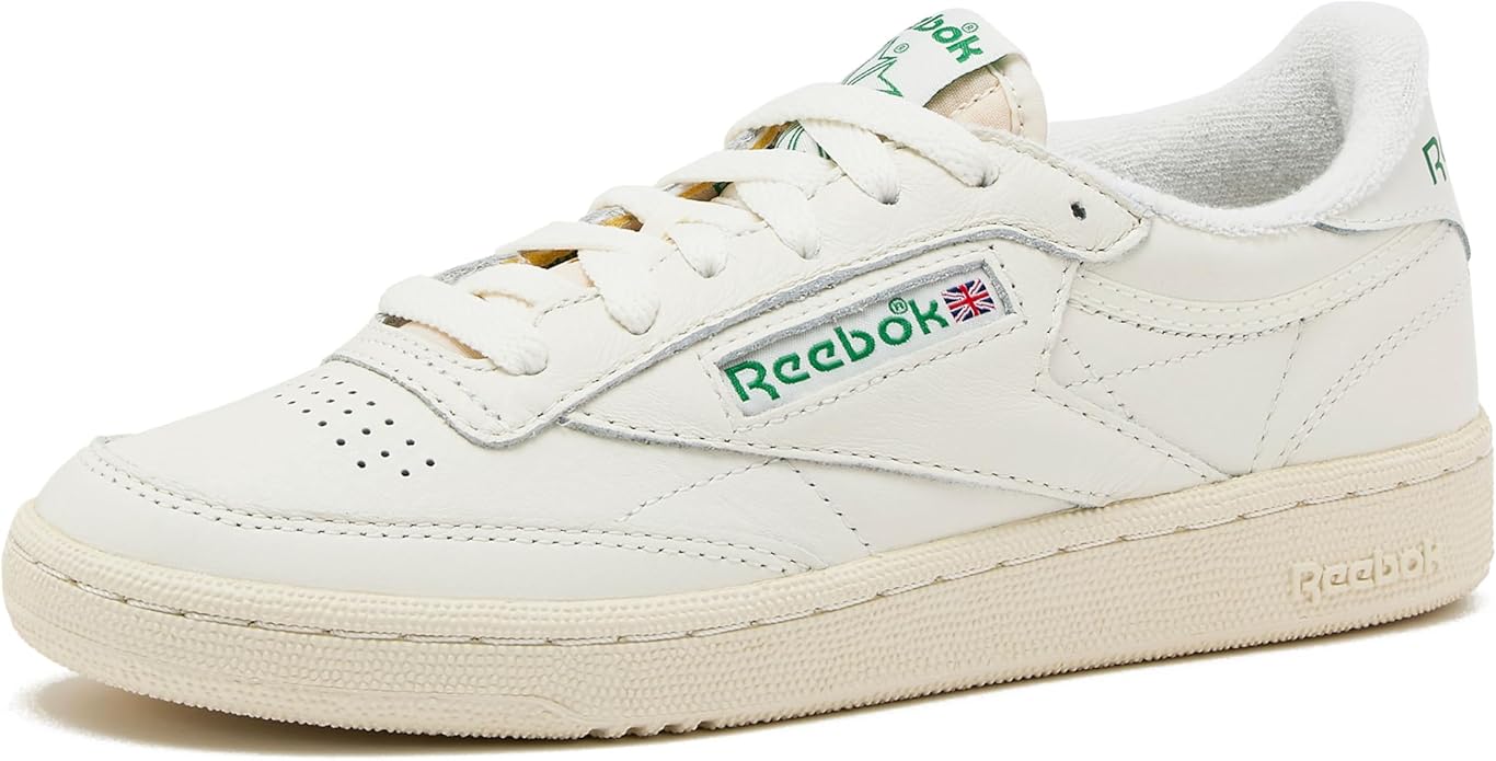 Reebok, Reebok Club C 85 Vintage Tennis Sneakers for Women, Casual White Womens Shoes, Size 5 to 11 - Chalk/alabaster/glen Green, 9 Medium