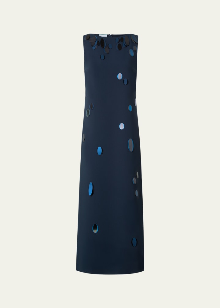 Sequin Dot Heavy Crepe Midi Dress